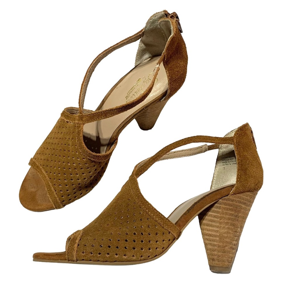 Like New Anthropology Seychelles Suede Leather Cone Heels Sandals Size 7